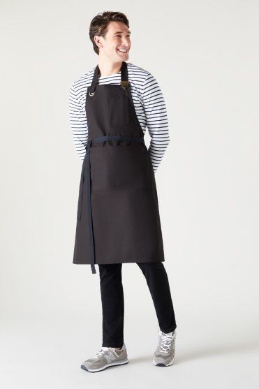 SJ Canvas Clip Bib Apron, Black