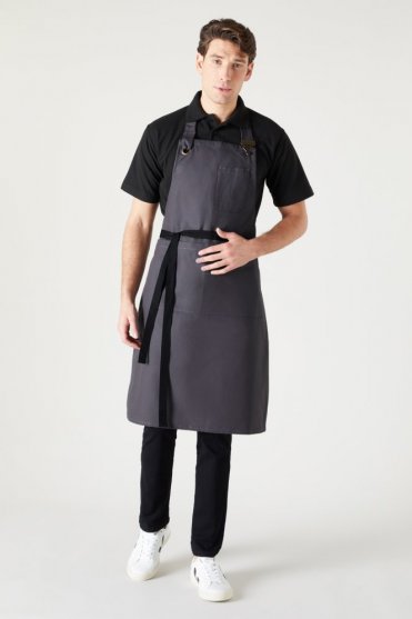 SJ Canvas Clip Bib Apron, Grey