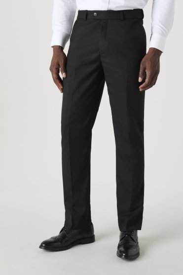 SJ Contemporary Men's Flat Front Long Modern Fit Trousers, Tall Length, Black