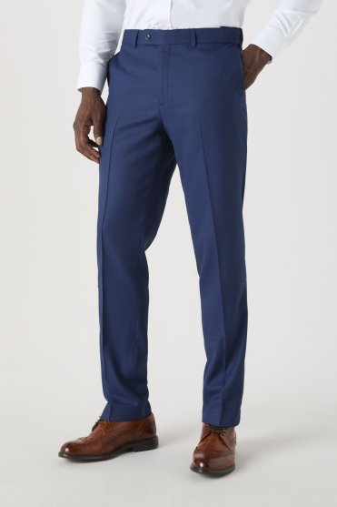 SJ Contemporary Men's Flat Front Modern Fit Trouser, Tall Length, Blue