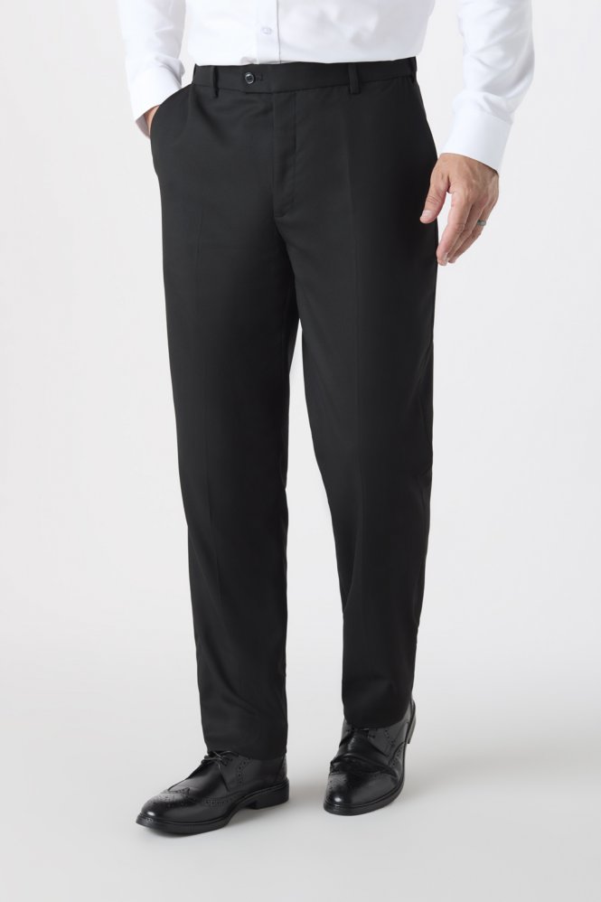 SJ Contemporary Men's Flat Front Modern Fit Trousers, Regular Length, Black