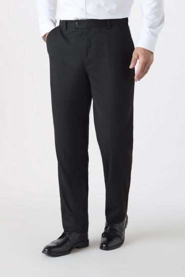 SJ Contemporary Men's Flat Front Modern Fit Trousers, Regular Length, Black