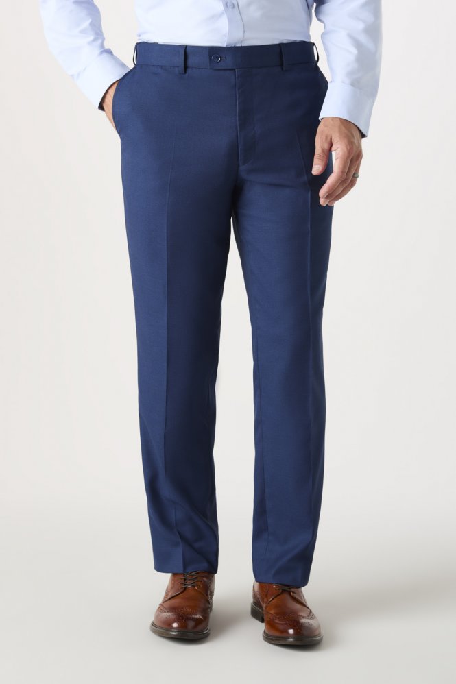 SJ Contemporary Men's Flat Front Modern Fit Trousers, Regular Length, Blue