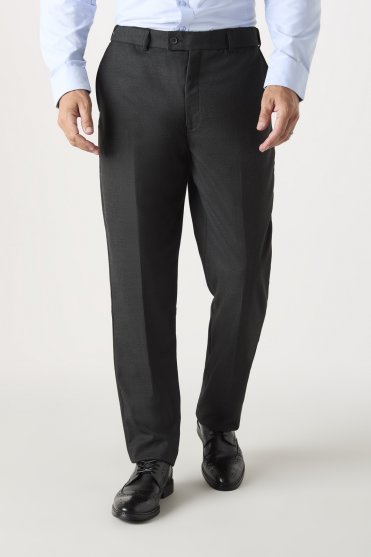 SJ Contemporary Men's Flat Front Modern Fit Trousers, Regular Length, Charcoal