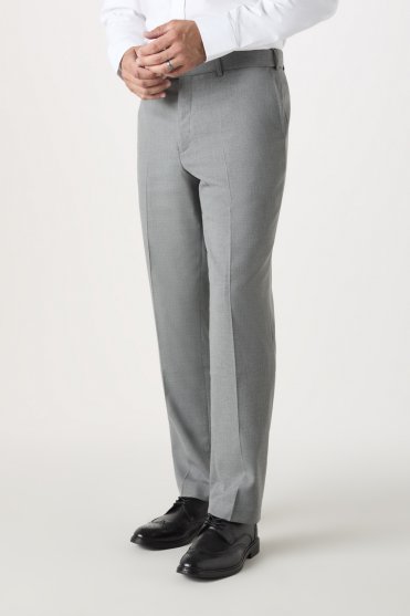 SJ Contemporary Men's Flat Front Modern Fit Trousers, Regular Length, Grey