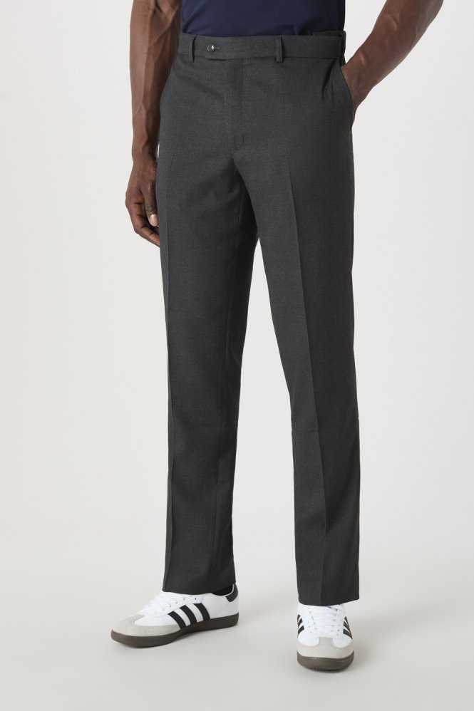 SJ Contemporary Men's Flat Front Modern Fit Trousers, Tall Length, Charcoal