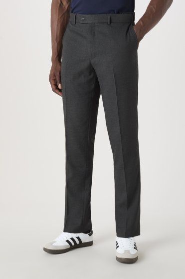 SJ Contemporary Men's Flat Front Modern Fit Trousers, Tall Length, Charcoal