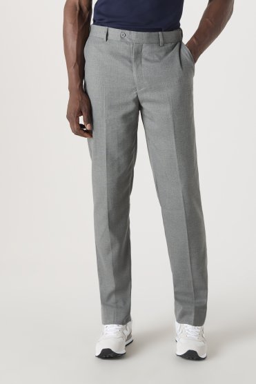 SJ Contemporary Men's Flat Front Trousers, Modern Fit, Tall Length, Grey