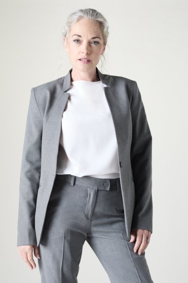 SJ Contemporary Women's Notch Neck Jacket, Reg. Length, Grey