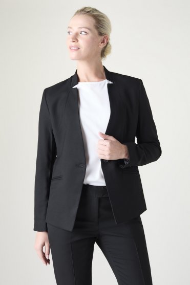 Contemporary Women's Notch Neck Jacket, Regular Length, Black