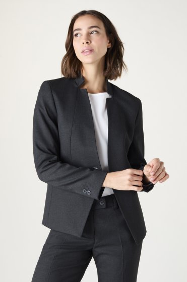 SJ Contemporary Women's Notch Neck Suit Jacket, Reg. Length, Charcoal