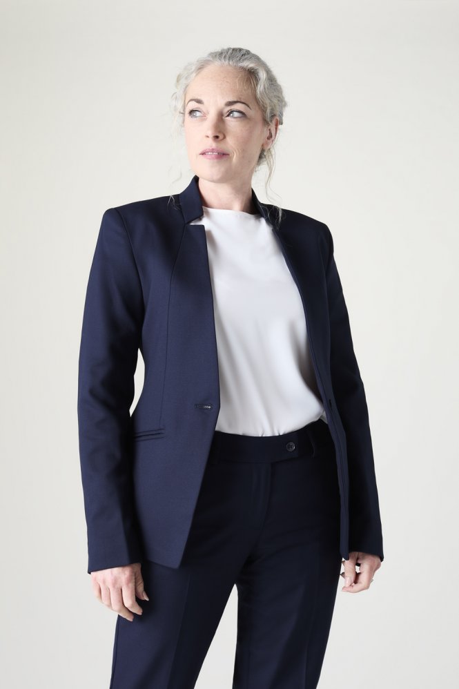 SJ Contemporary Women's Notch Neck Suit Jacket, Reg. Length, Navy
