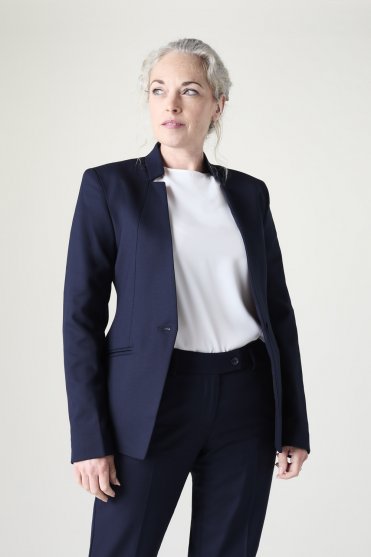 SJ Contemporary Women's Notch Neck Suit Jacket, Reg. Length, Navy