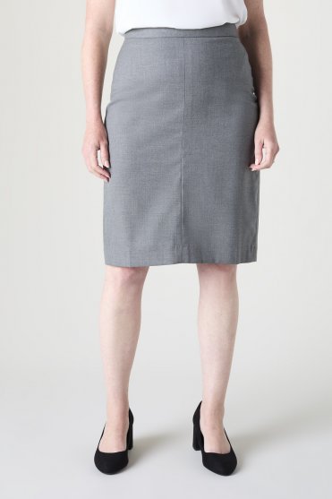 SJ Contemporary Women's Pleat Back Skirt, Petite Length, Grey