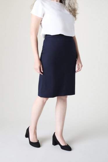 SJ Contemporary Women's Regular Pleat Back Skirt, Navy