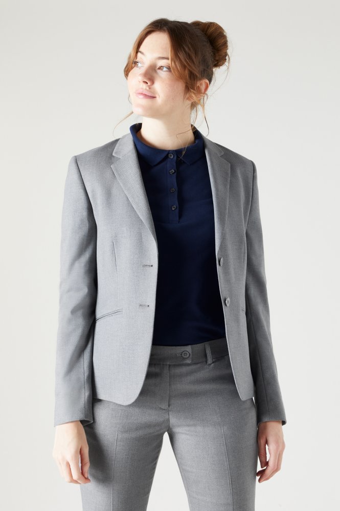 SJ Contemporary Women's Two Button Jacket, Reg. Length, Grey