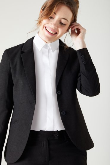 SJ Contemporary Women's Two Button Suit Jacket, Reg. Fit, Charcoal