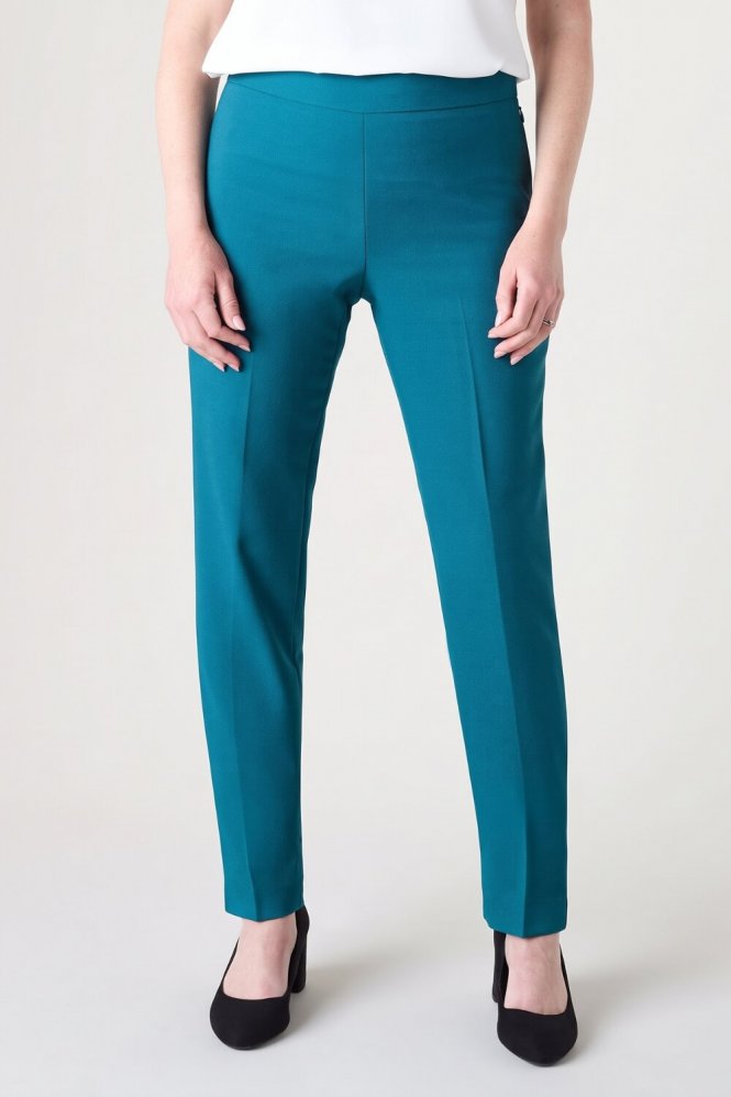 SJ Crepe Women's Stretch Salon Trousers, Tapered Fit, Teal