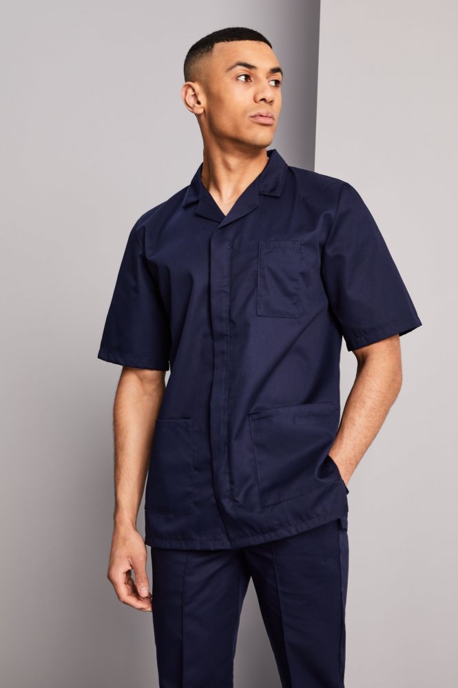 SJ Men's Collar Healthcare Tunic, Navy/Navy