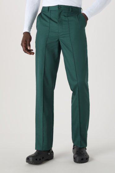 SJ Men's Flat Front Trouser Unhemmed, Bottle Green
