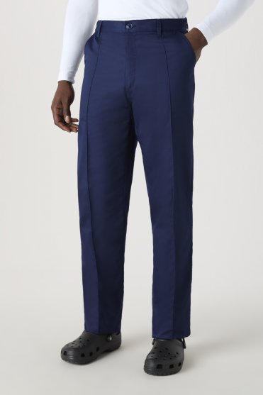 SJ Men's Flat Front Trouser Unhemmed, Navy