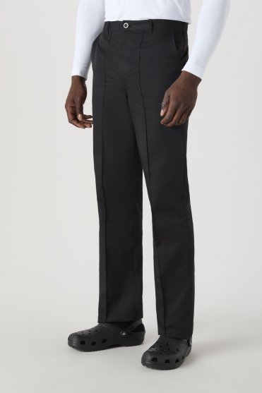 SJ Men's Flat Front Unhemmed Trouser, Black