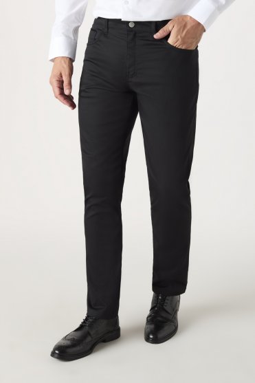 SJ Men's Hospitality Casual Trousers, Slim Leg, Black