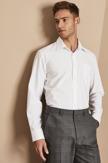 SJ Men's Long Sleeve Oxford Shirt, White