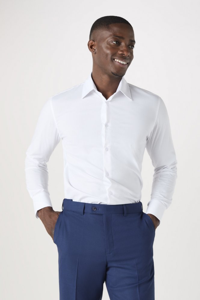 SJ Men's Long Sleeve Shirt with Stretch, White