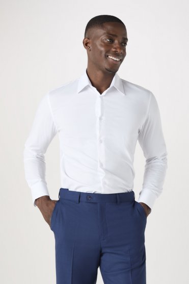 SJ Men's Long Sleeve Shirt with Stretch, White