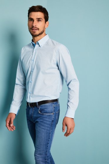 SJ Men's Patterned Shirt, Turquoise