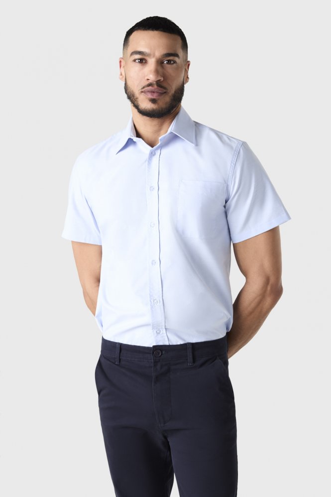 SJ Men's Short Sleeve Oxford Shirt, Blue