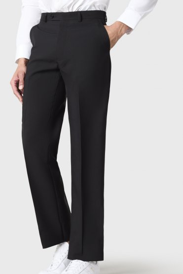 SJ Men's Unhemmed Flat Front Trouser, Black