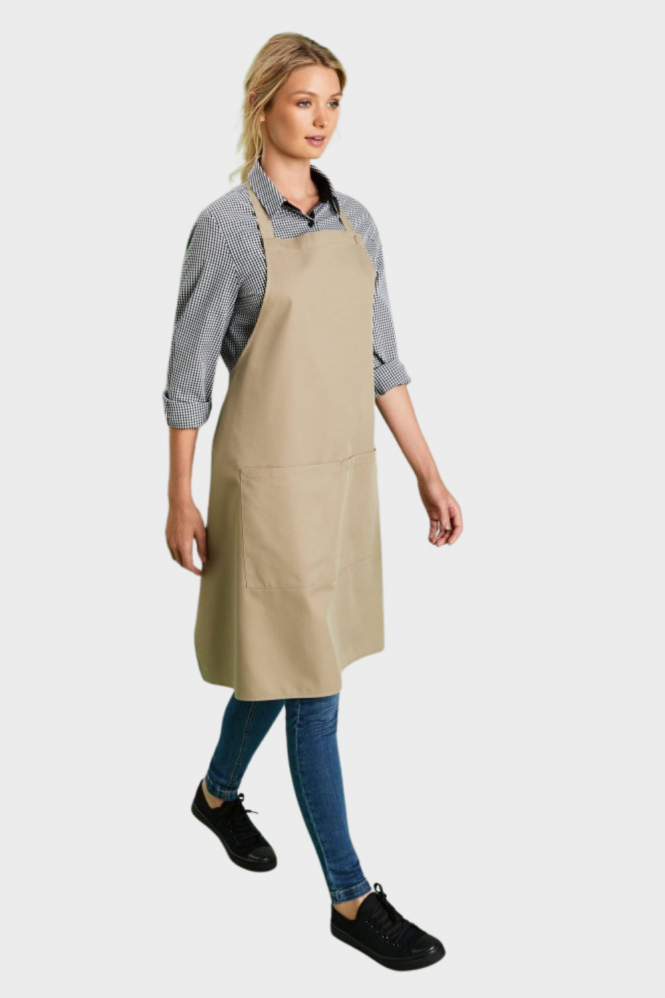 SJ Popper Strap Apron With Pocket, Khaki