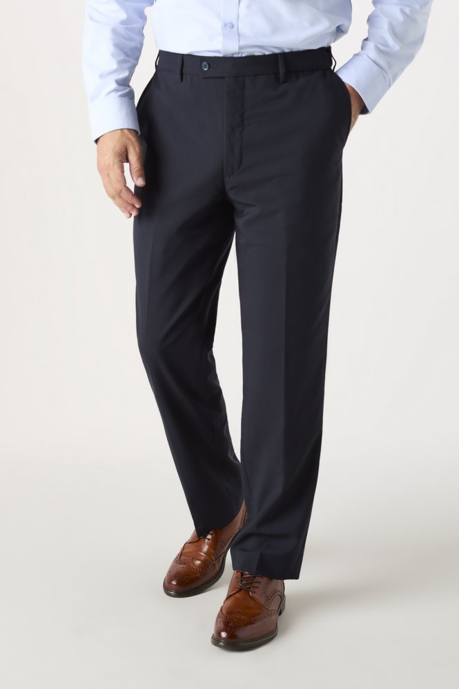 SJ Qualitas Men's Suit Trousers, Modern Fit, Regular Length, Dark Navy
