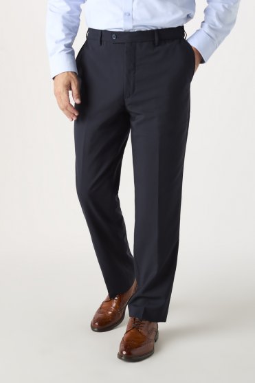 SJ Qualitas Men's Suit Trousers, Modern Fit, Regular Length, Dark Navy