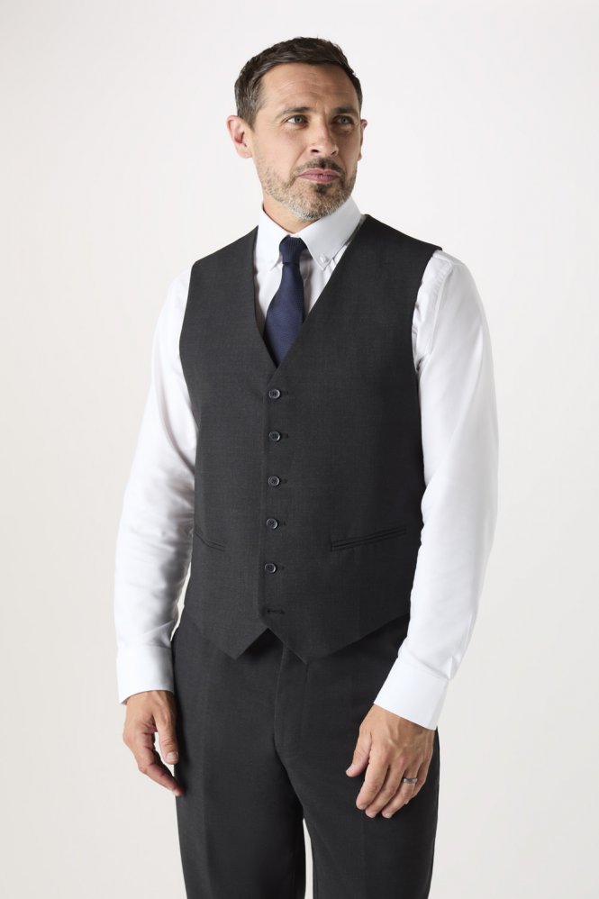 SJ Qualitas Men's Waistcoat, Regular Fit, Charcoal