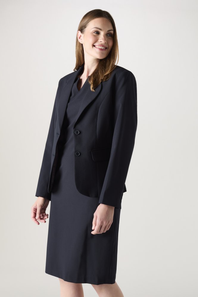 SJ Qualitas Women's 2 Button Suit Jacket, Regular Fit, Dark Navy