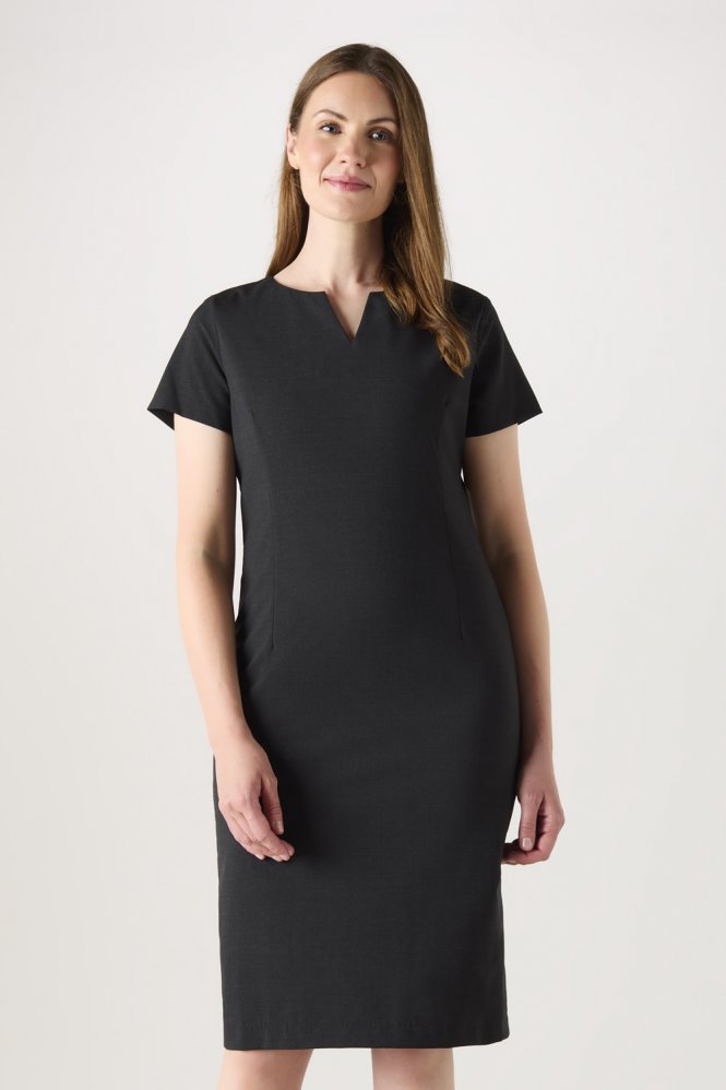 SJ Qualitas Women's Notch Neckline Dress, Charcoal