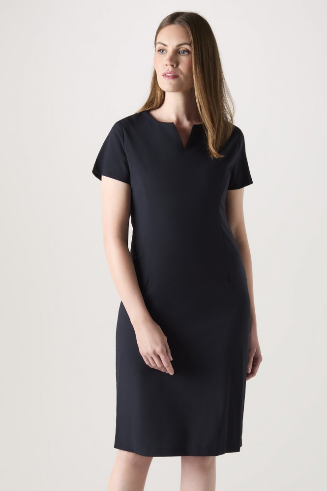 SJ Qualitas Women's Notch Neckline Dress, Dark Navy