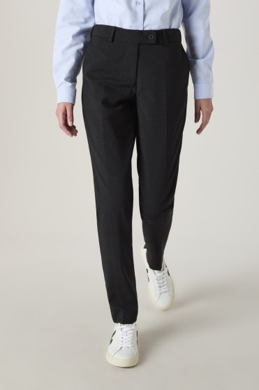 SJ Qualitas Women's Polywool Trousers, Slim Fit, Regular Length, Charcoal