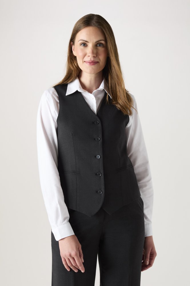 SJ Qualitas Women's Waistcoat, Regular Fit, Charcoal