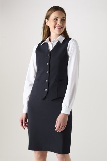 SJ Qualitas Women's Waistcoat, Regular Fit, Dark Navy