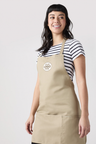 SJ Short Bib Apron With Pocket, Khaki