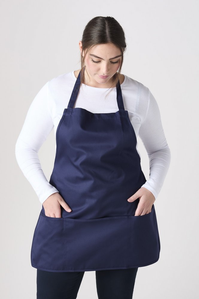 SJ Short Bib Apron With Pocket, Navy