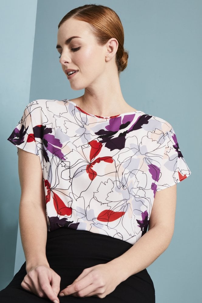 SJ Slash Neck Blouse, Violet Blossom