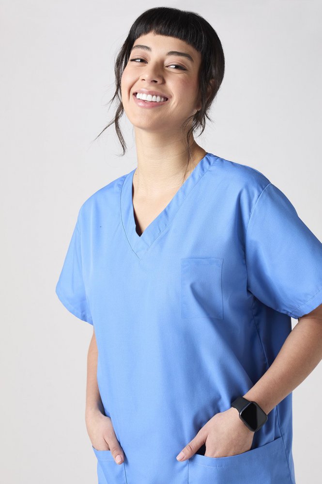SJ Unisex Lightweight Scrub Top, Hospital Blue