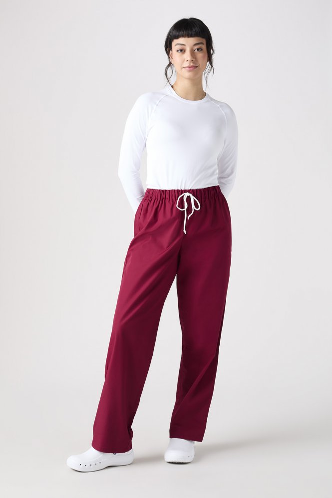 SJ Unisex Lightweight Scrub Trousers, Burgundy