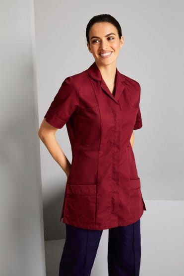 SJ Women's Collar Healthcare Tunic, Burgundy