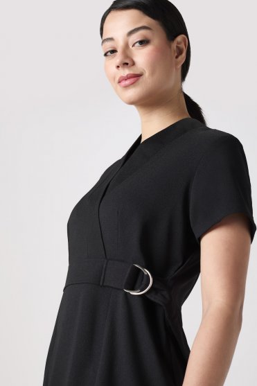 SJ Women's Crepe D-Ring Tunic with Pockets, Black